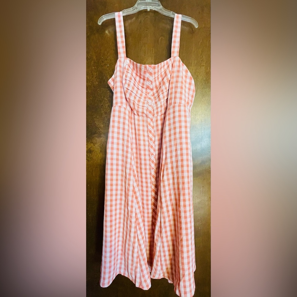 Torrid Orange Gingham Button-Down Dress